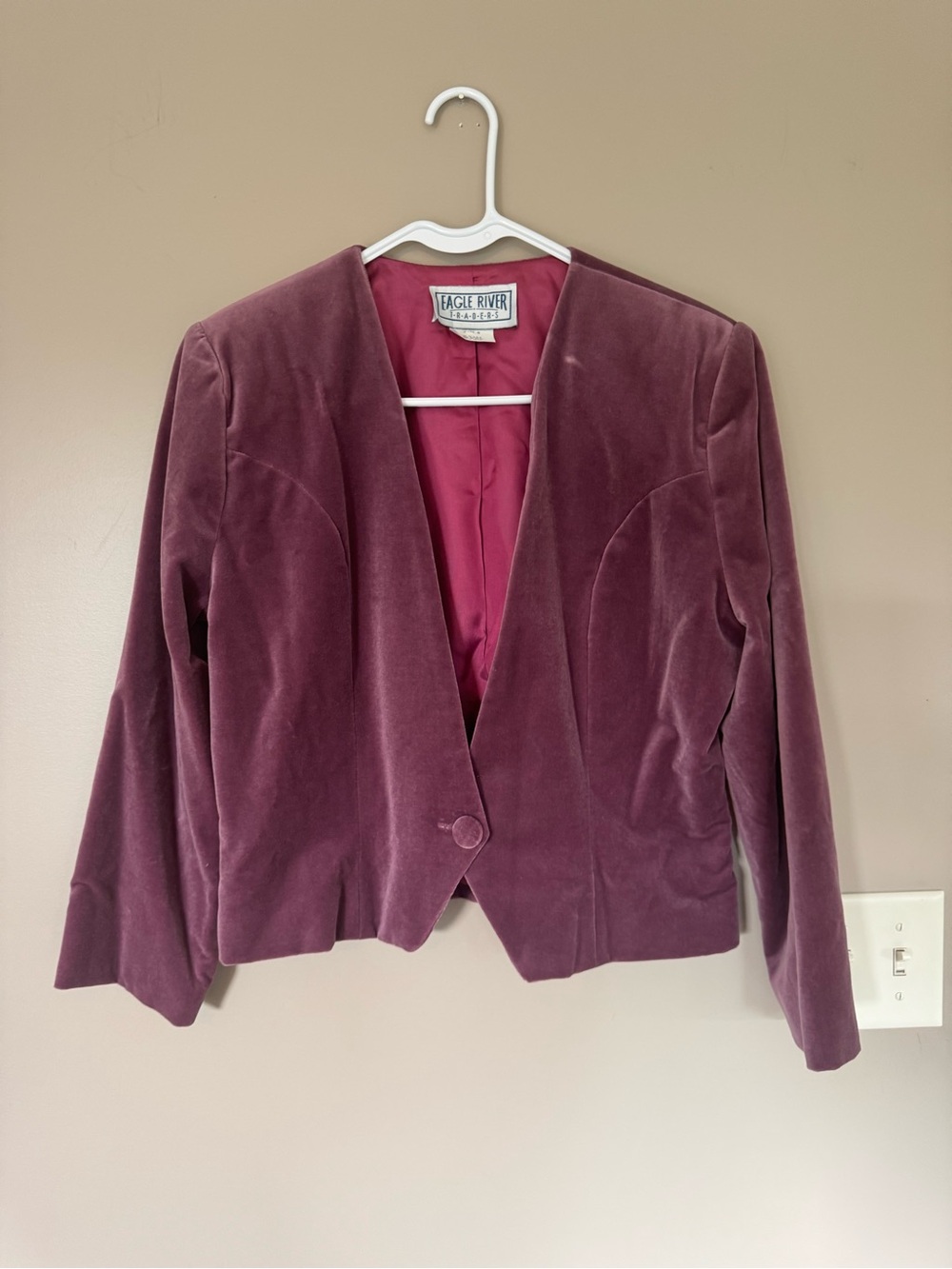 Vintage Plum Velvet Women's Blazer Jacket